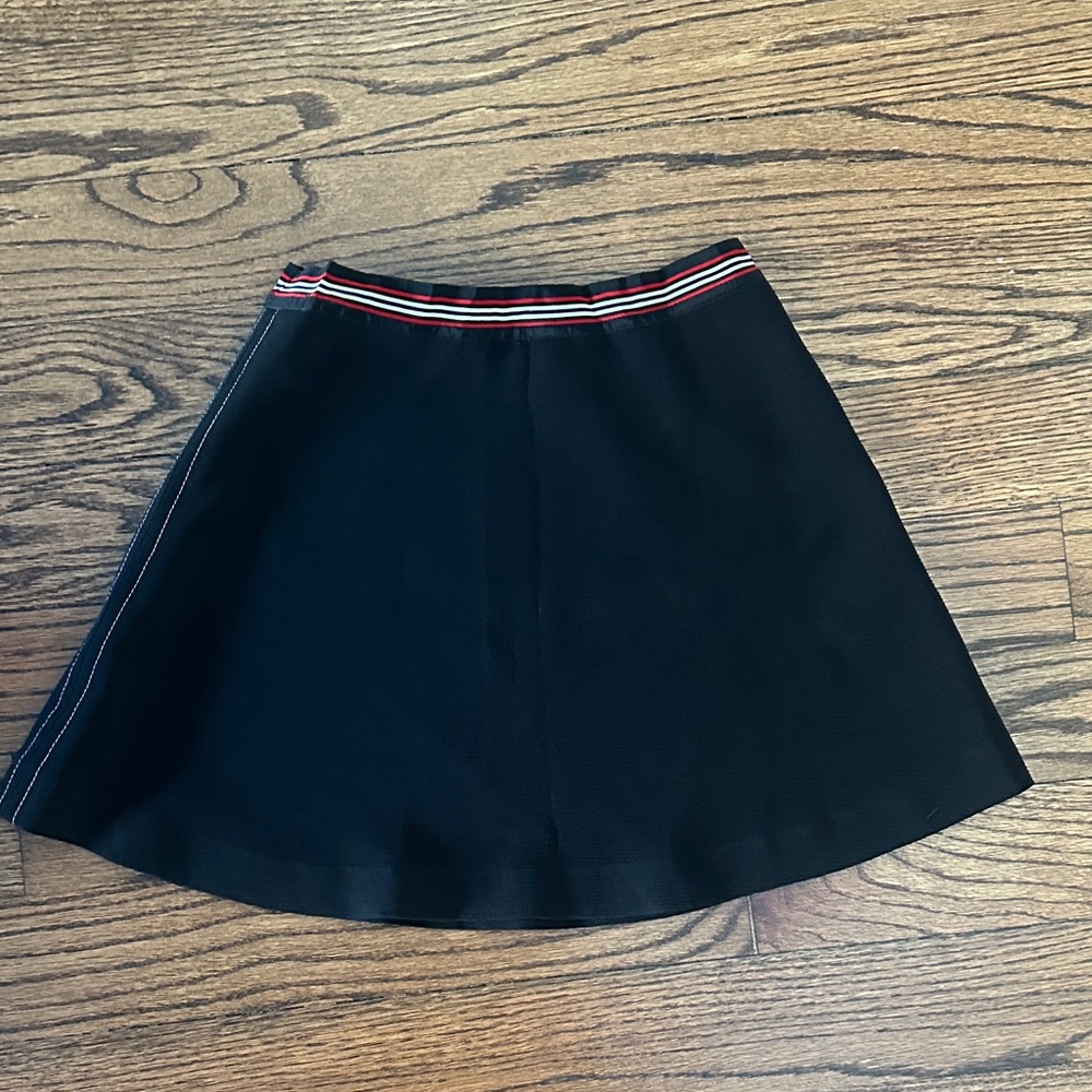 Black Skater Skirt with Red & White Striped Waistband